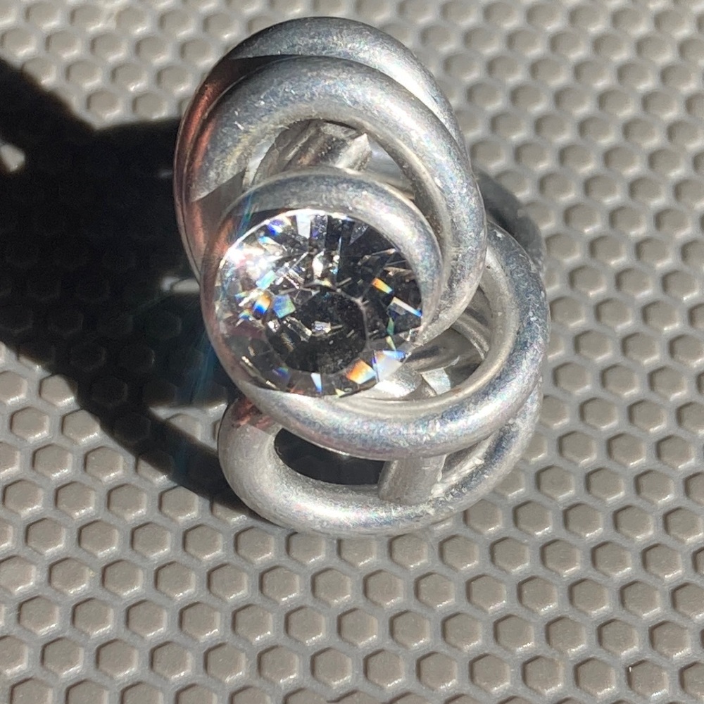 Silver large CZ ring